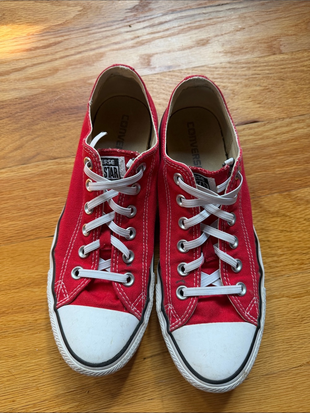 Converse Red Low-Top Canvas Sneakers with White Accents